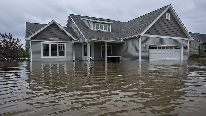 Öltank im Hochwassergebiet